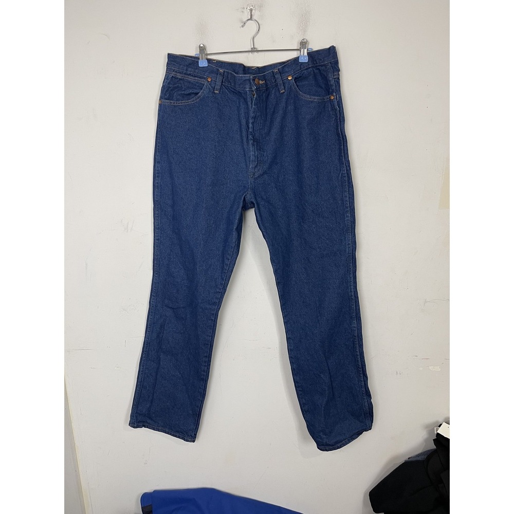 Wrangler Men Jeans 40x34 Straight Leg Western Blue Denim 100% Cotton Medium Wash